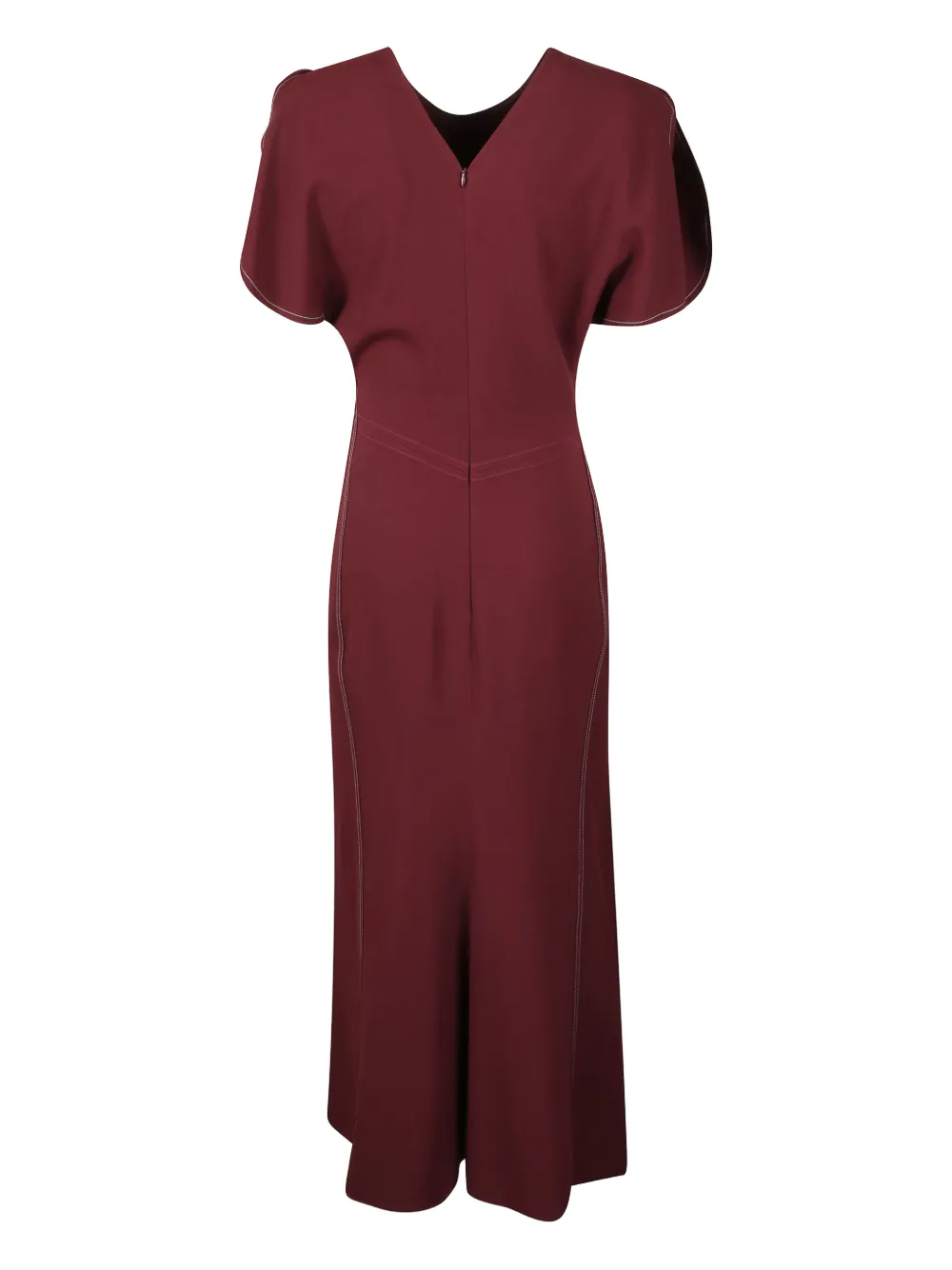 Victoria Beckham Gathered-detail Midi Dress In Red
