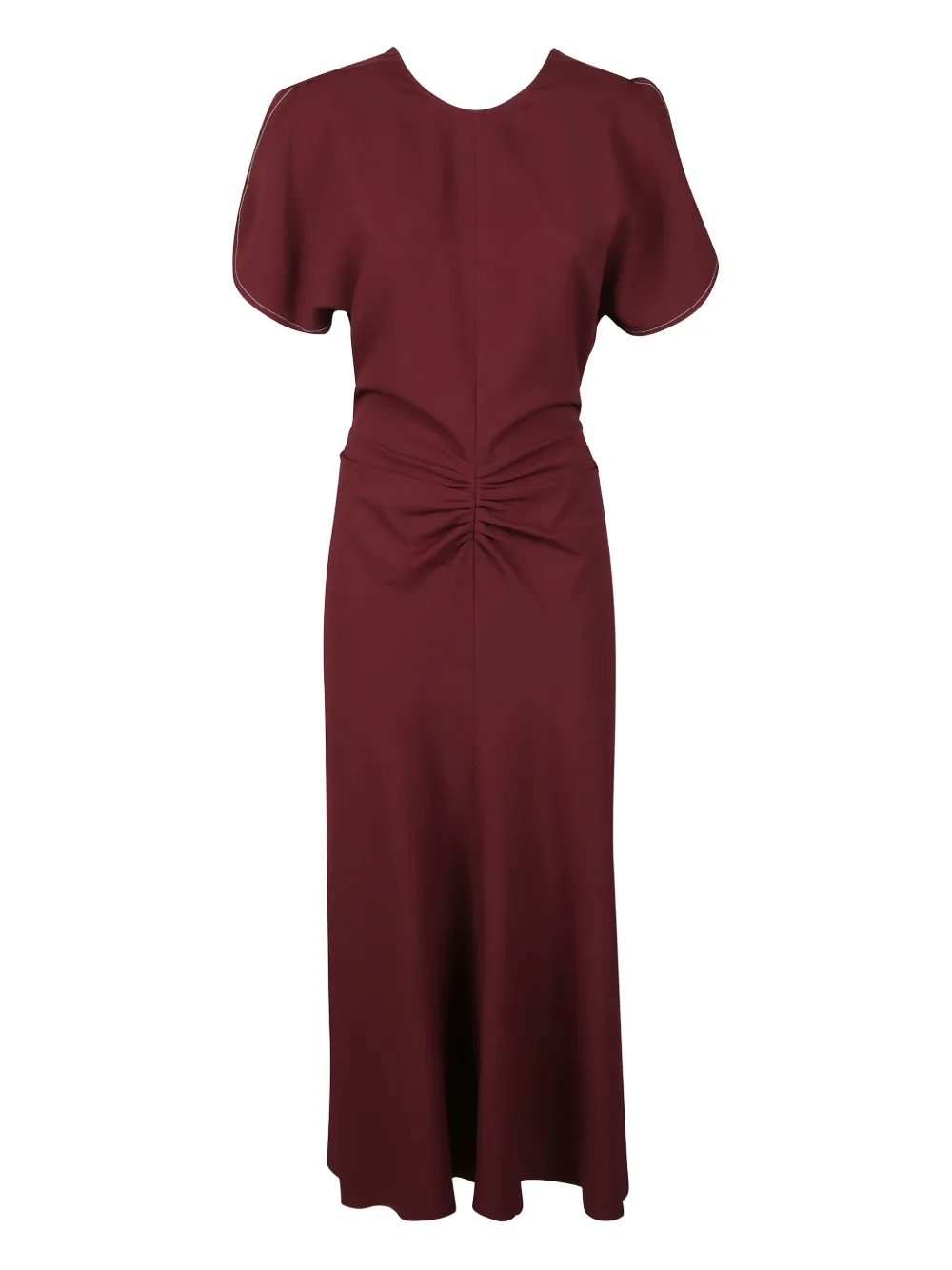 Victoria Beckham Gathered-detail Midi Dress In Red
