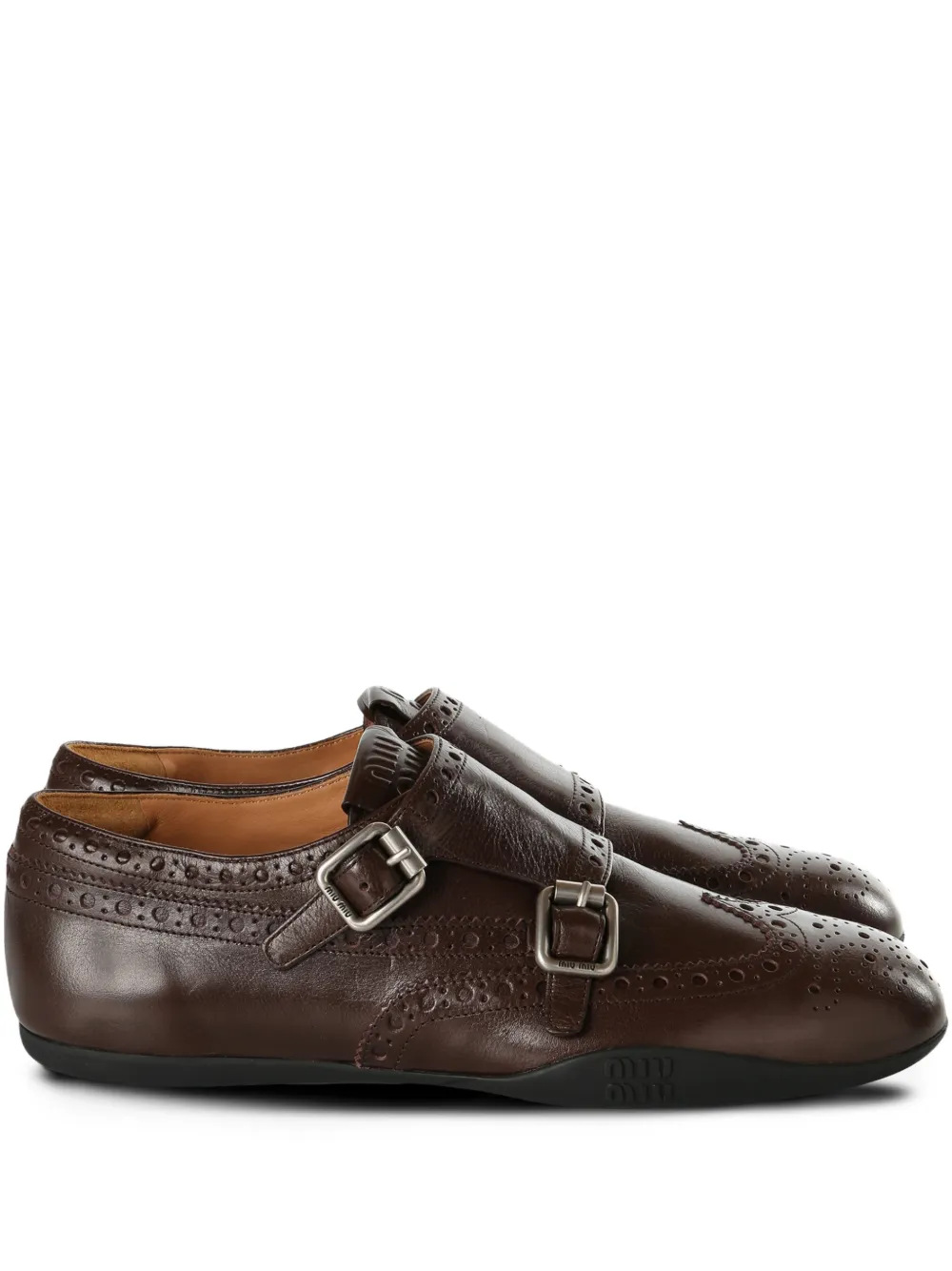 Miu Miu buckle-detail monk shoes - Brown