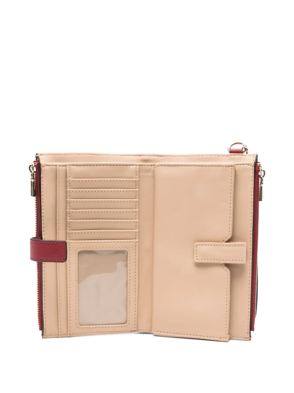 Guess Usa Triangle Logo Leather Wallet In Red