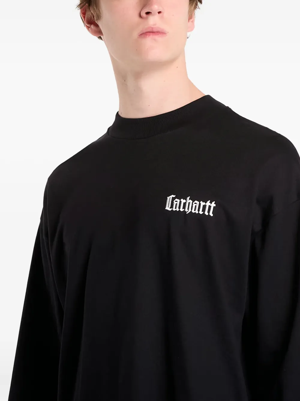 Carhartt WIP Schooling T-shirt met hoge ronde hals Zwart
