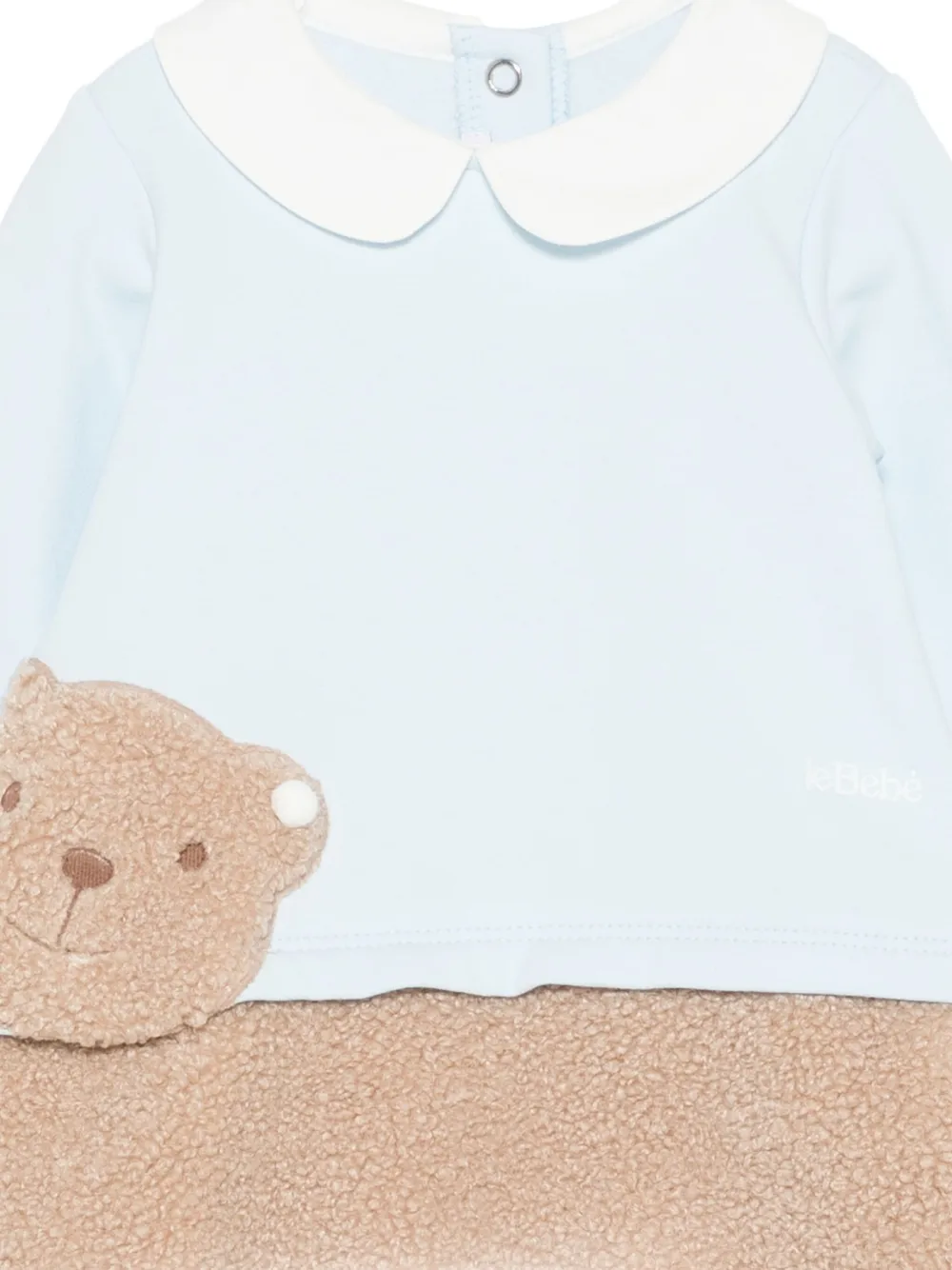 Le Bebé Enfant Teddy-appliqué Collared Romper In Blue