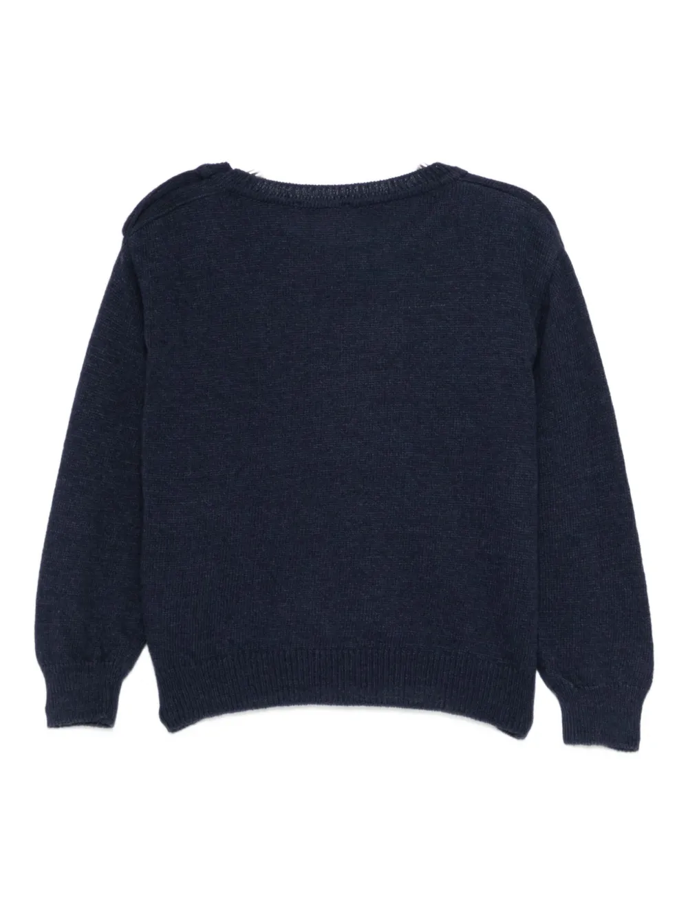 Le Bebé Enfant Crew-neck Bear-detail Sweater In Blue
