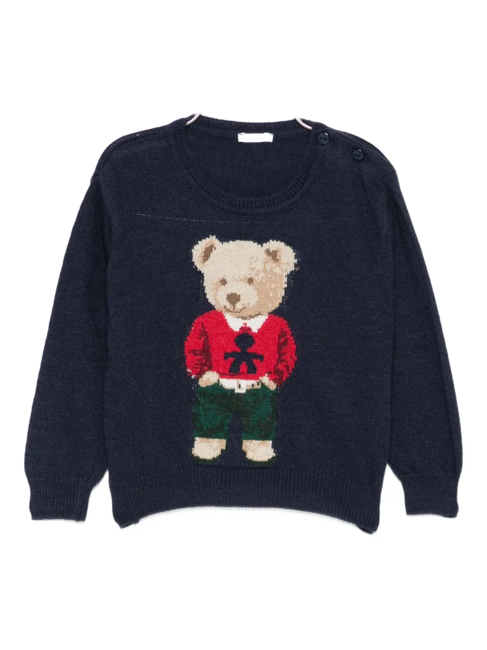 Le Bebé Enfant Crew-neck Bear-detail Sweater In Blue