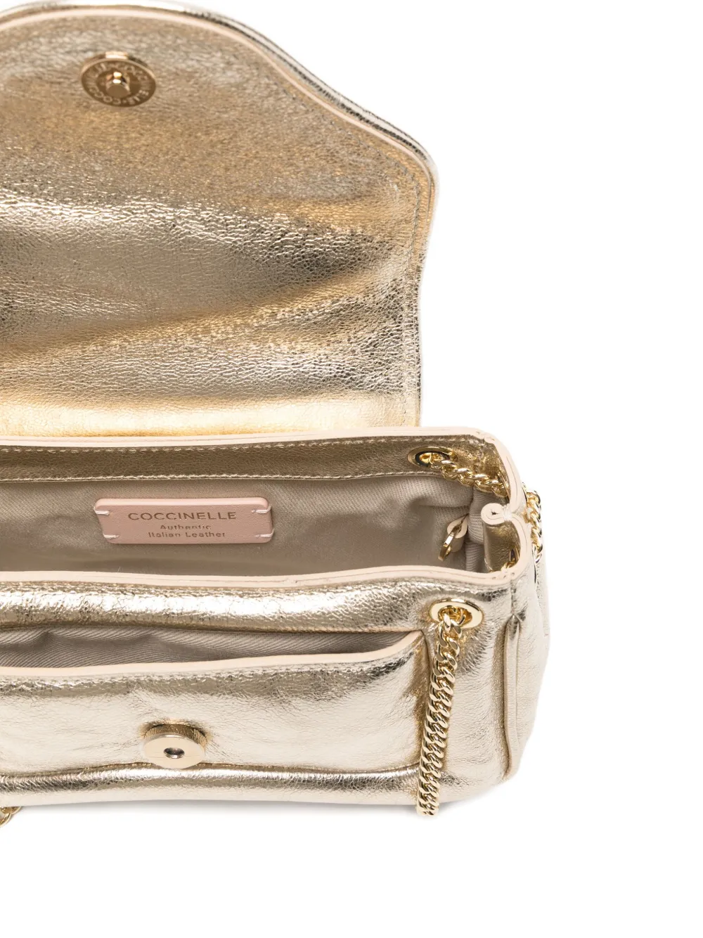 Coccinelle Small C-me Chain-strap Logo Shoulder Bag In Gold