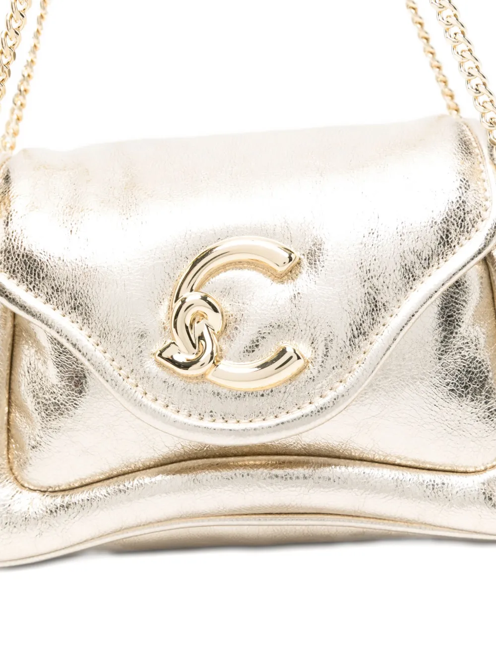 Coccinelle Small C-me Chain-strap Logo Shoulder Bag In Gold