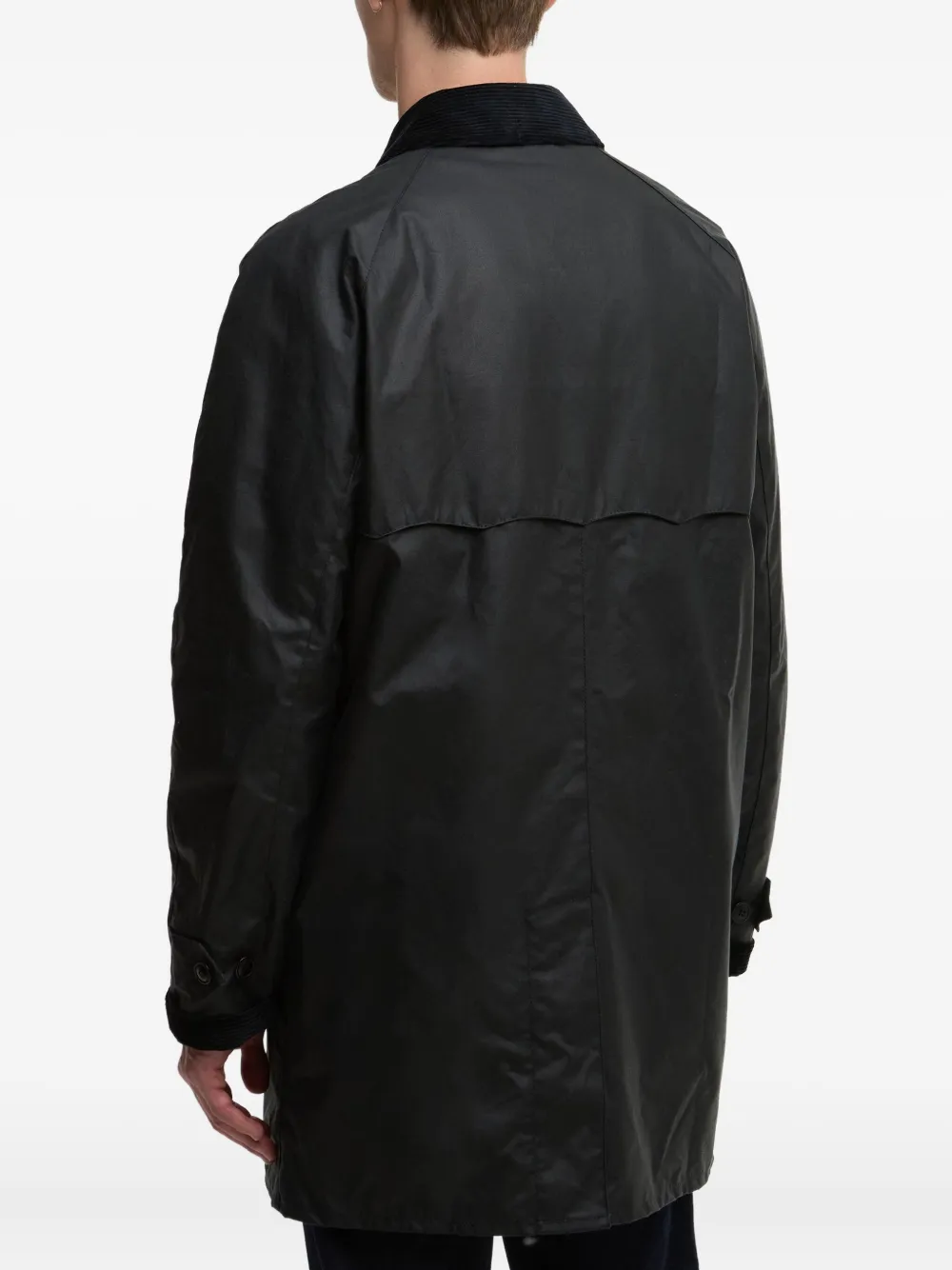 Barbour Corduroy-collar Cotton Single-breasted Coat In Black