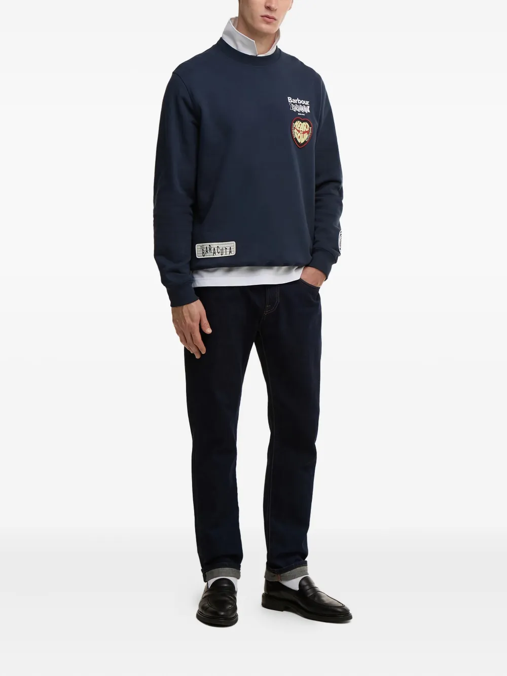 Barbour Sweater met patch - Blauw