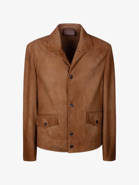 Prada button-fastening leather jacket
