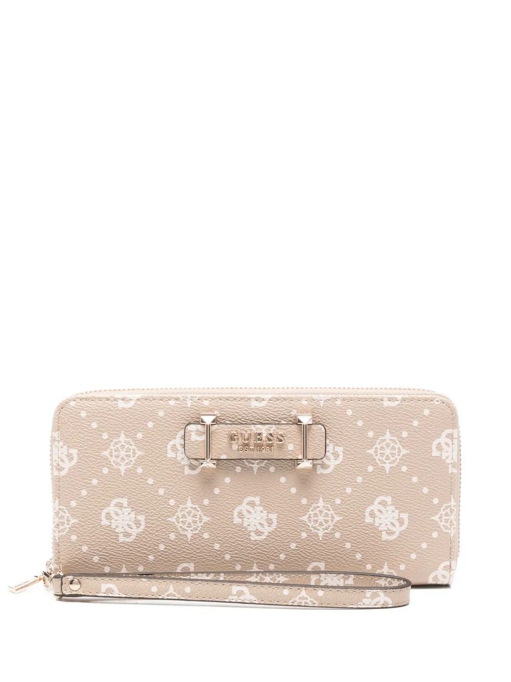Guess Usa Logo-plaque Printed Wallet In Neutral