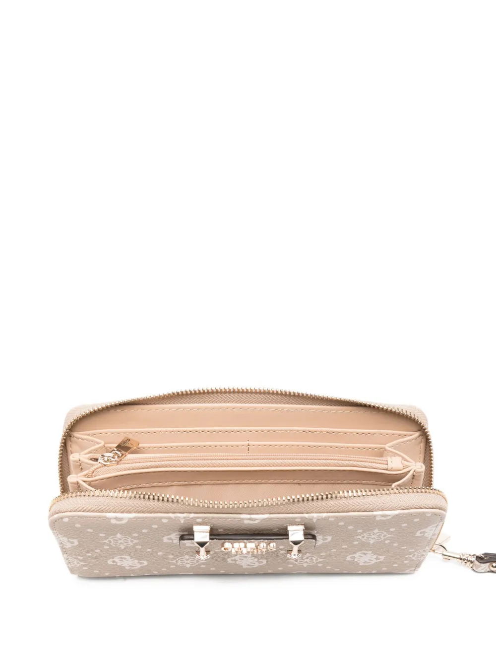 Guess Usa Logo-plaque Printed Wallet In Neutral