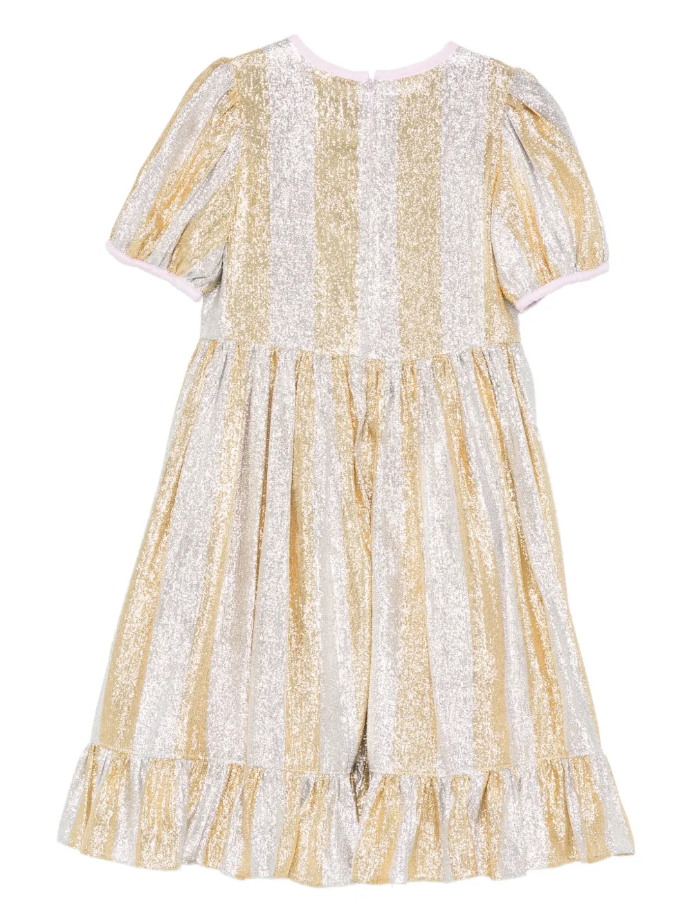 Stella Mccartney Striped Ruffled Dress In Neutral