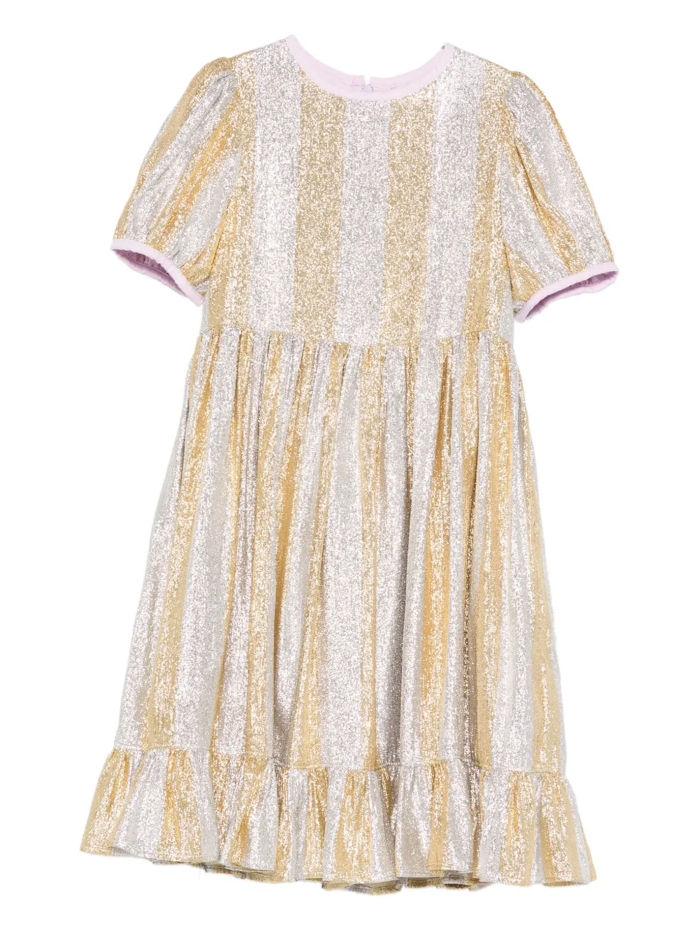Stella McCartney Kids striped ruffled dress - Argento