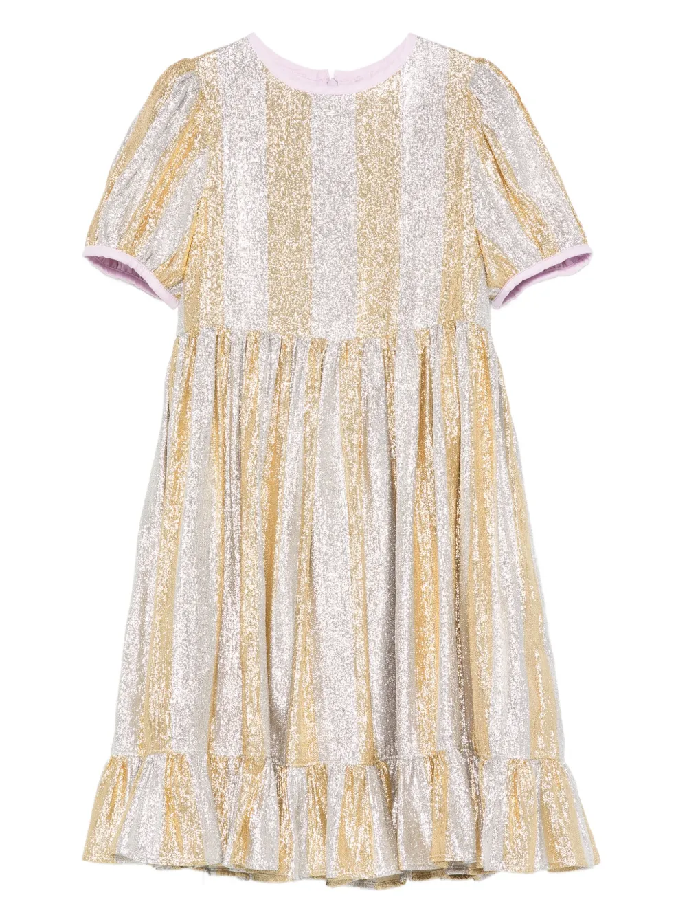 Stella McCartney Kids striped ruffled dress - Argento