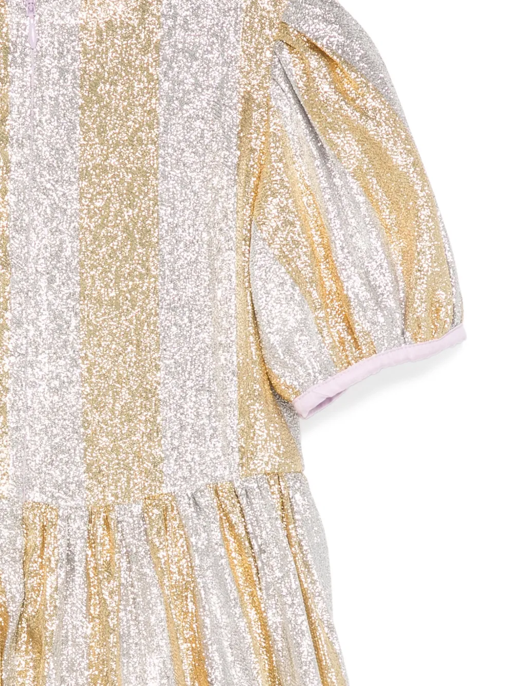 Stella Mccartney Striped Ruffled Dress In Neutral