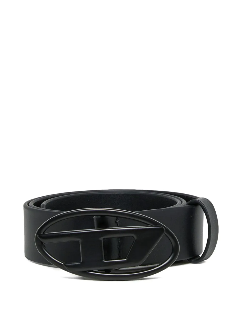 Diesel Kids' Logo-buckle Leather Belt In Black