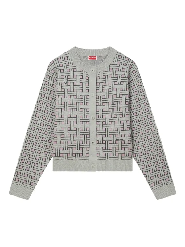 KENZO グレー カーディガン M Kenzo Weave カーディガン | グレー | FARFETCH JP