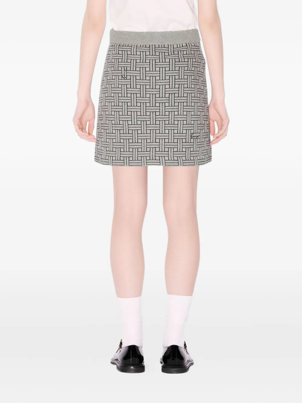 Kenzo Weave mini-rok met logodetail Grijs