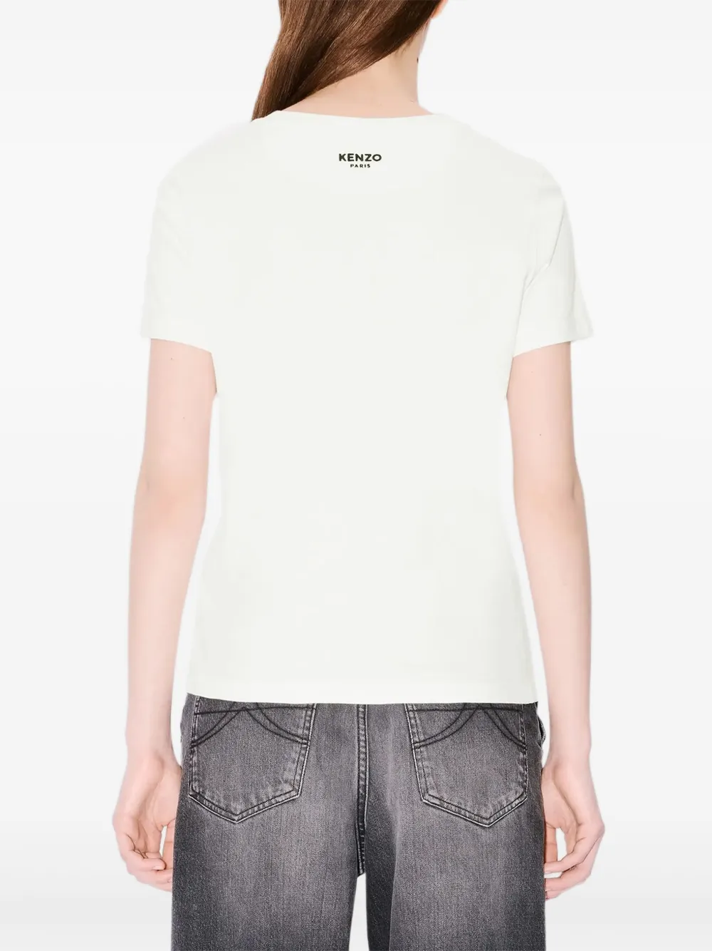 Kenzo T-shirt met bloem-applicatie Beige