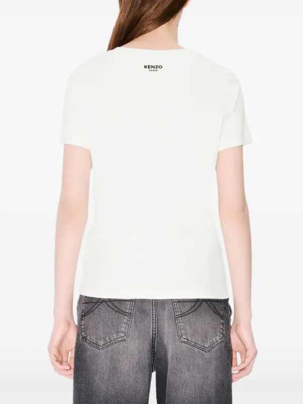 Kenzo Flower Appliqué T-shirt | Neutrals | FARFETCH RO