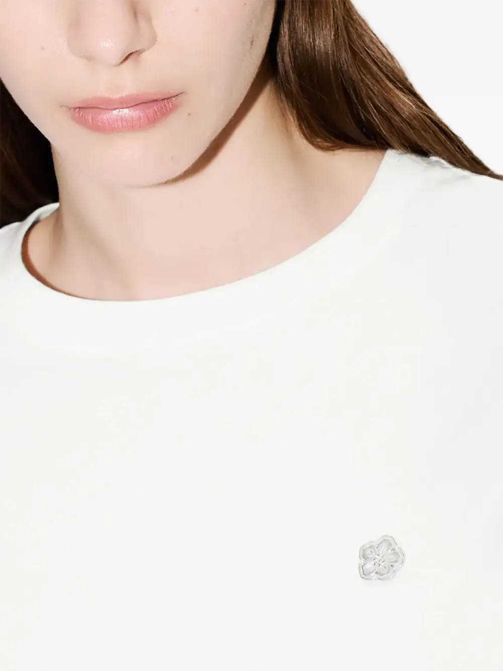 Kenzo T-shirt met bloem-applicatie Beige