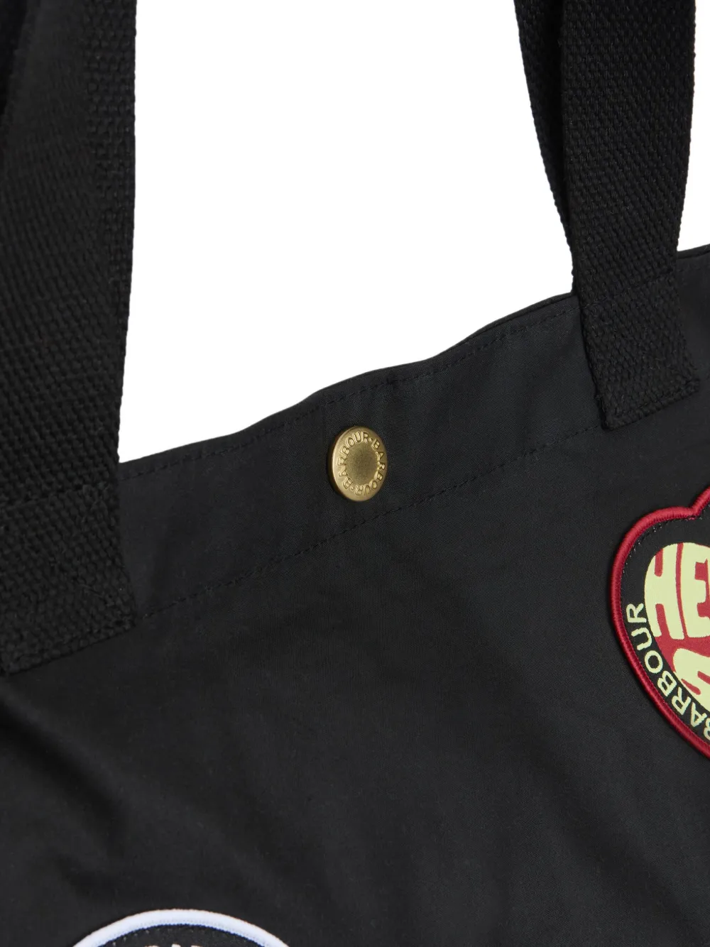 Barbour Shopper met handvat en applicaties Zwart