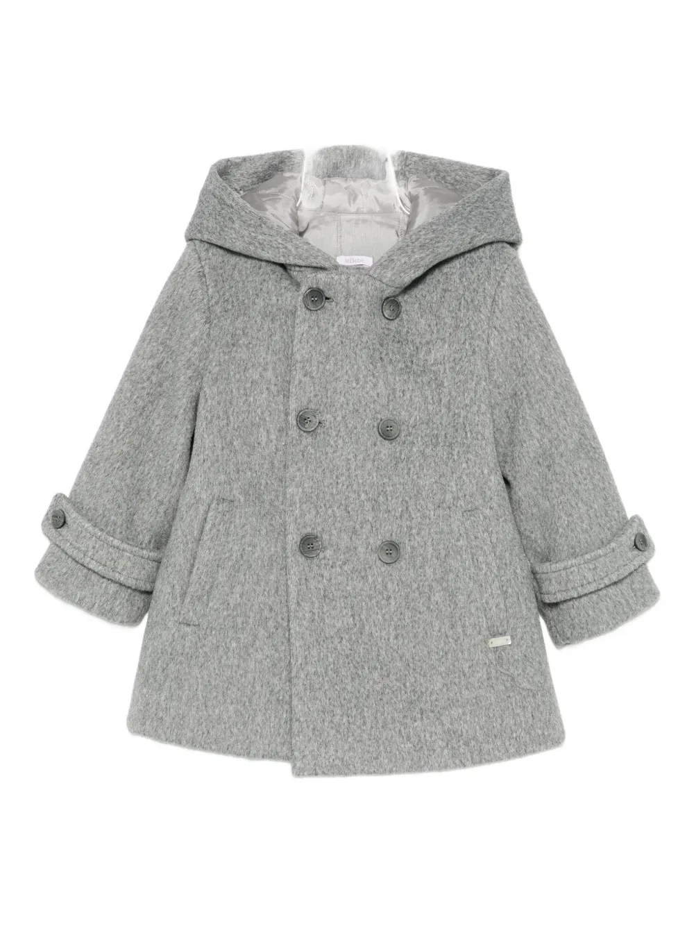Le Bebé Enfant Hooded Button Coat In Gray