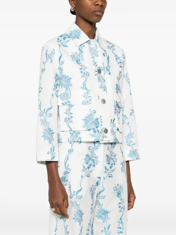 ETRO 花柄 クロップドジャケット　サイズ38 ETRO floral-pattern Pocket Jacket | White | FARFETCH IL