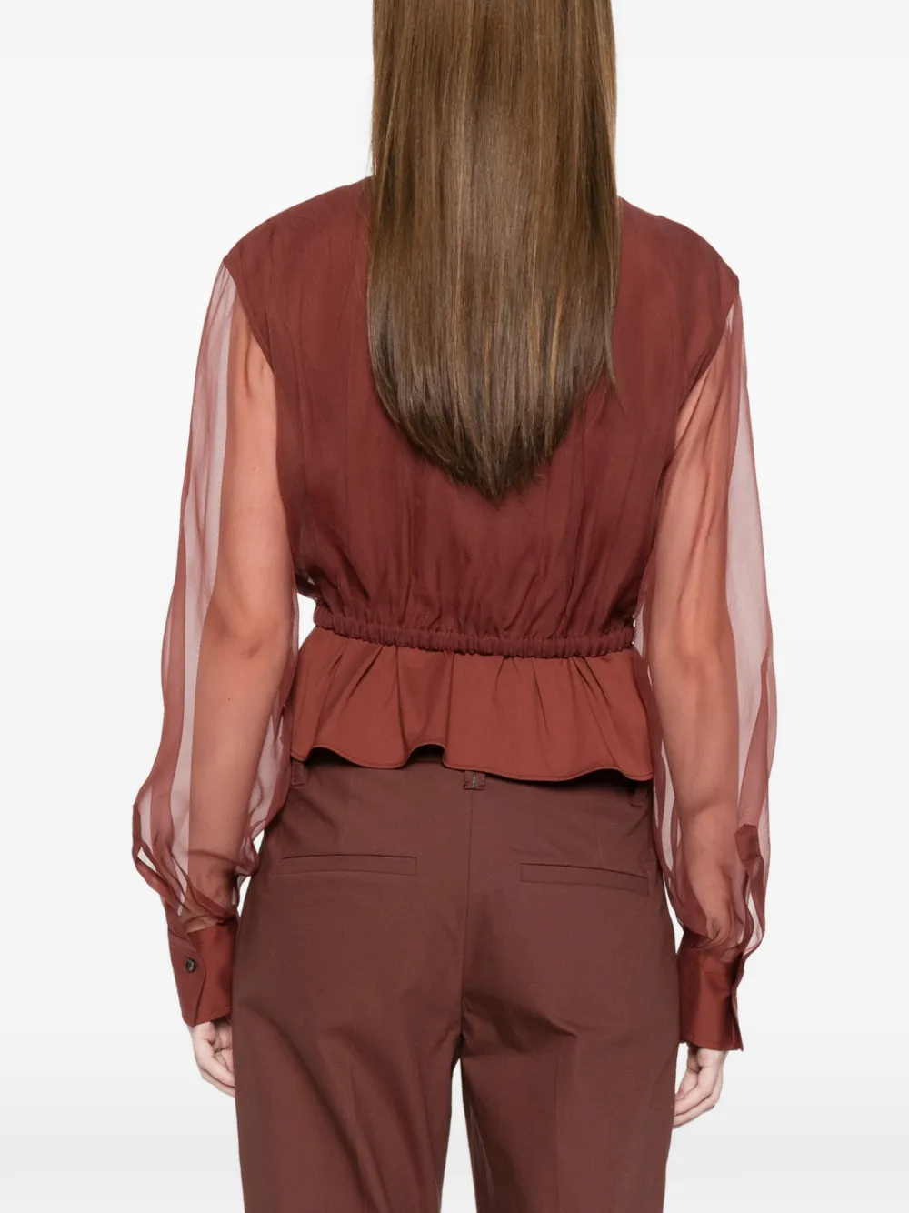 Brunello Cucinelli Blouse met trekkoord Bruin