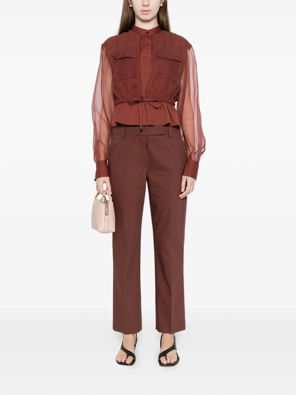 Brunello Cucinelli Pocket Drawstring Blouse - Brown 