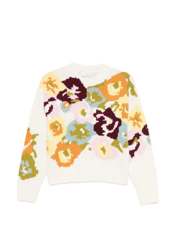 Zimmermann Luna Floral Sweater in White