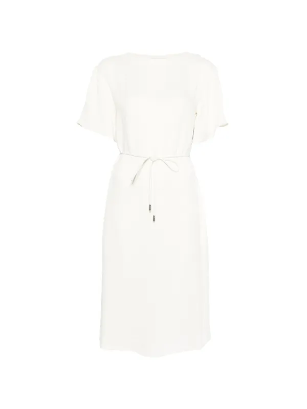 Herno Tie-waist Midi Dress in Neutrals