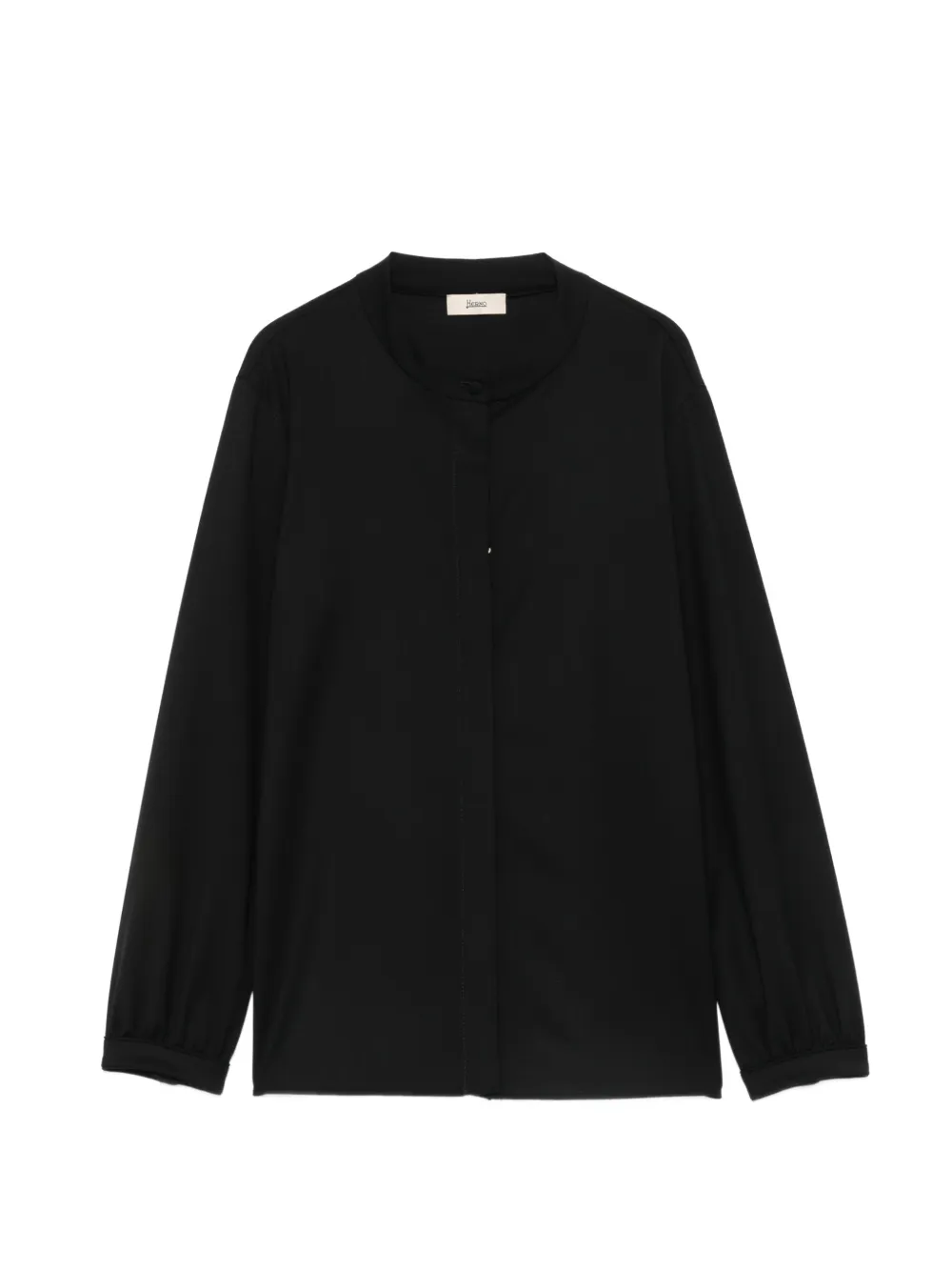Herno collarless long-sleeve blouse - Nero