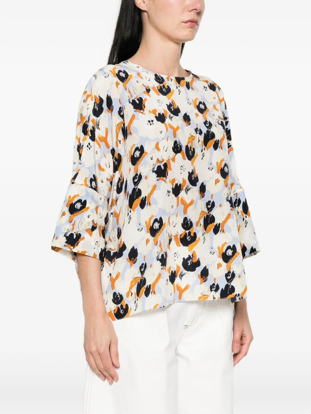  Marni Floral-pattern Blouse - Blue 