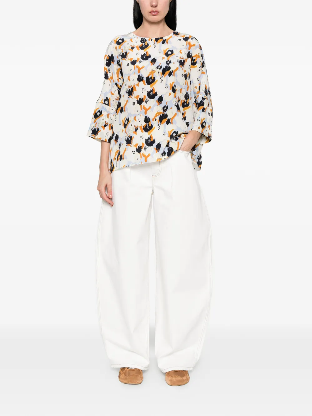  Marni Floral-pattern Blouse - Blue 