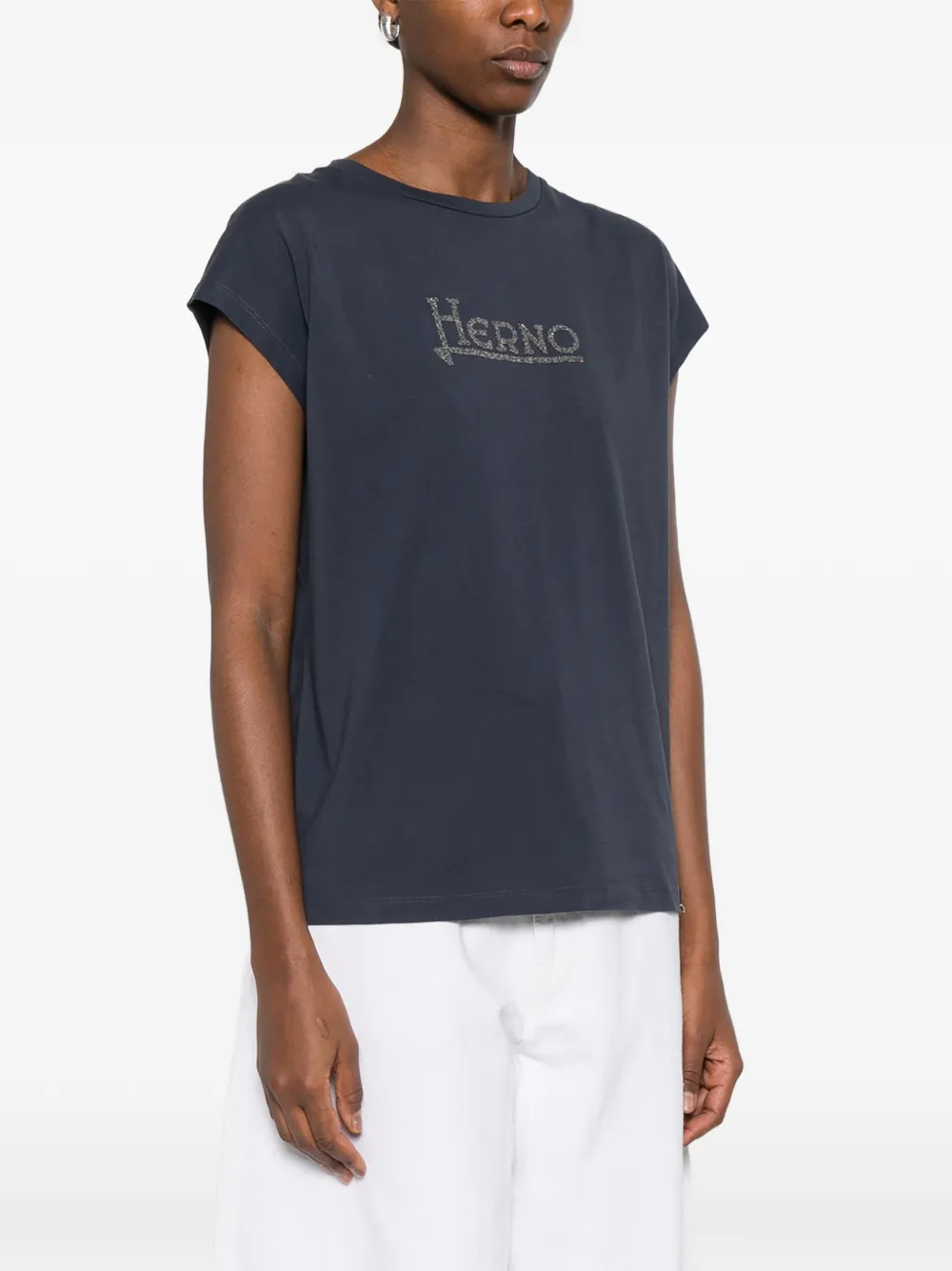 Herno T-shirt met logo Blauw