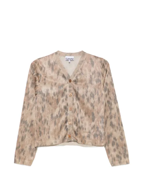 GANNI — leopard-print V-neck cardigan