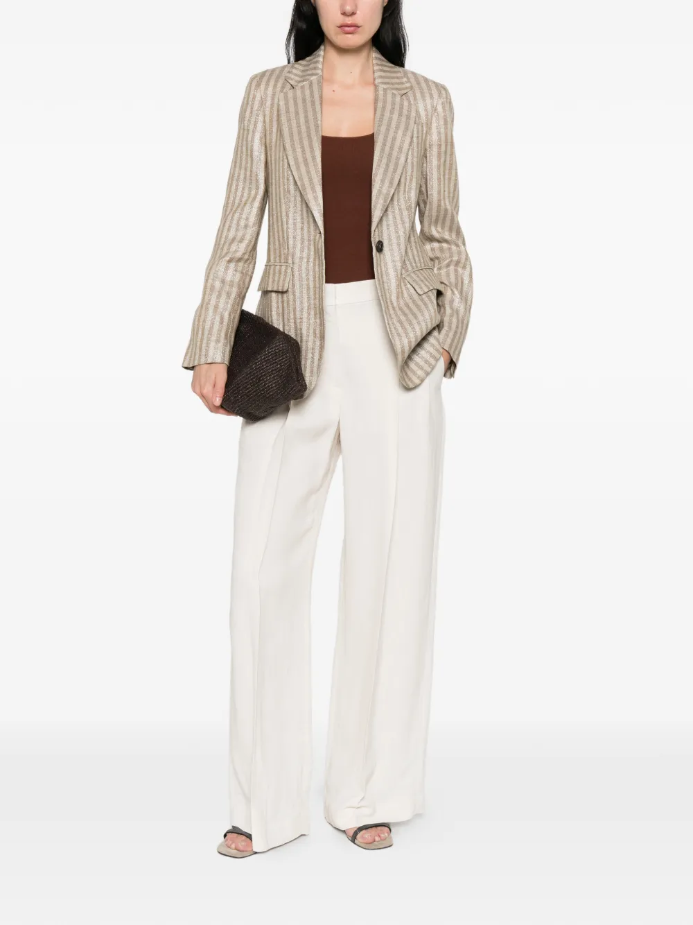 Brunello Cucinelli Gestreepte blazer Beige