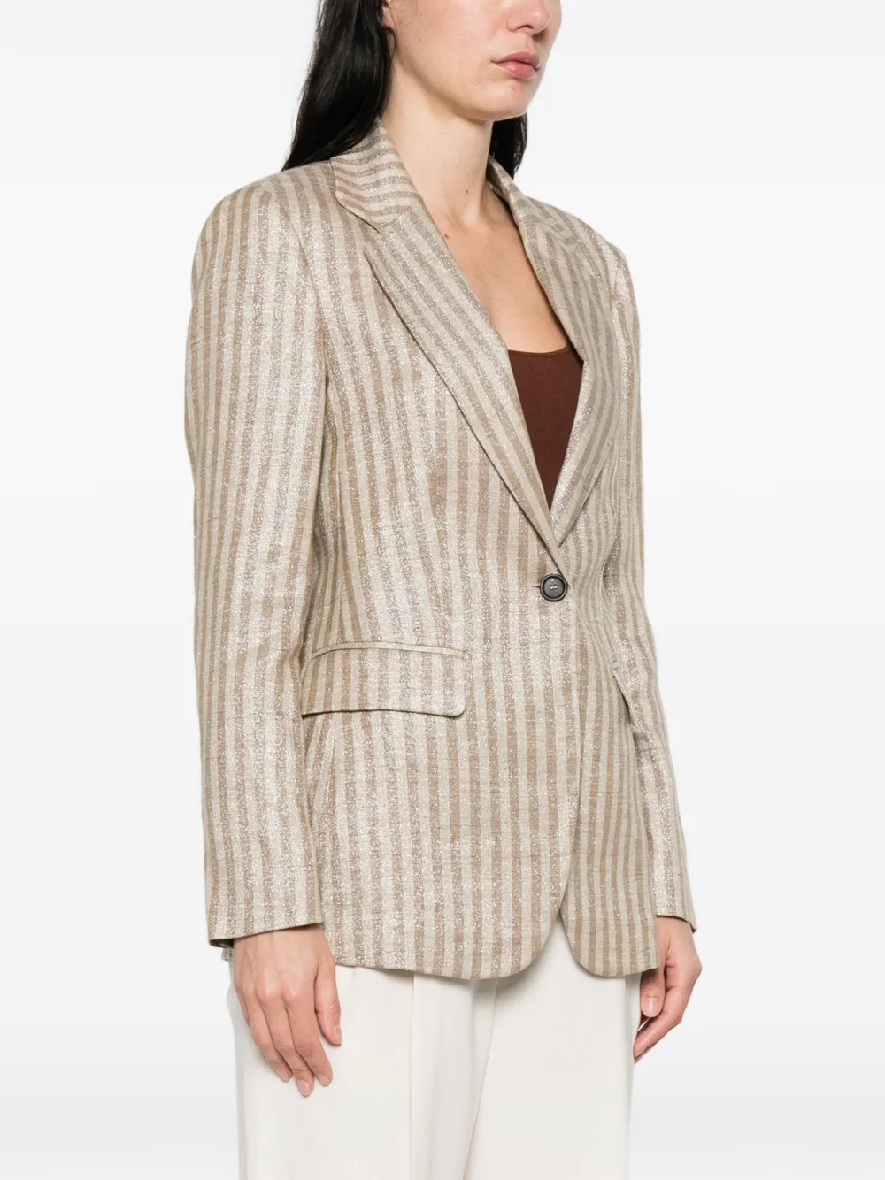 Brunello Cucinelli Gestreepte blazer Beige
