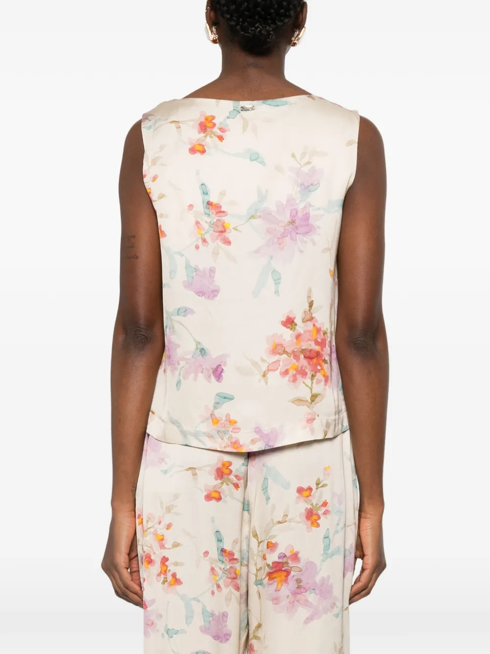 Herno Top met bloemenprint en V-hals Beige