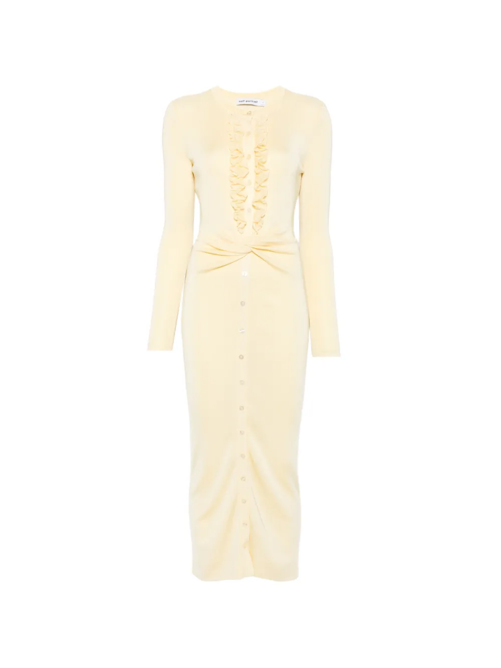 Self-Portrait ruffled twist-detail dress - Gelb