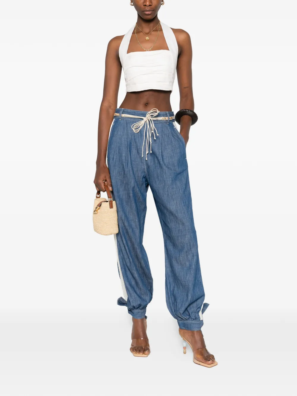 ZIMMERMANN Broek verfraaid met kant en trekkoord - Blauw