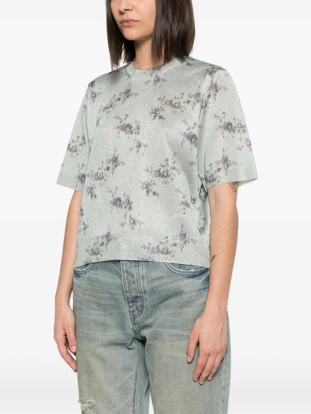 GANNI T-shirt met bloemenprint Groen
