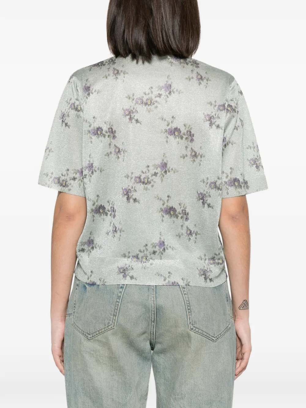GANNI T-shirt met bloemenprint Groen