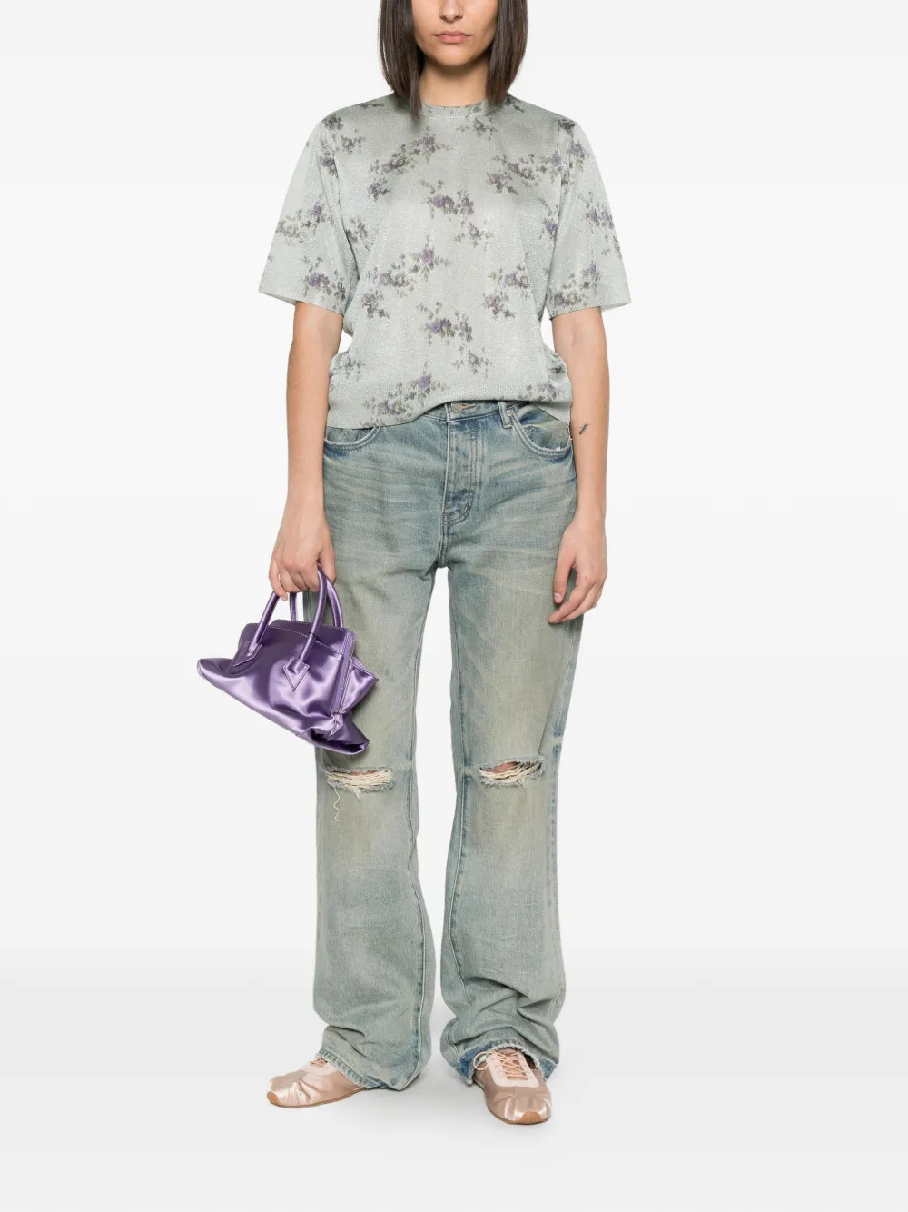 GANNI T-shirt met bloemenprint Groen