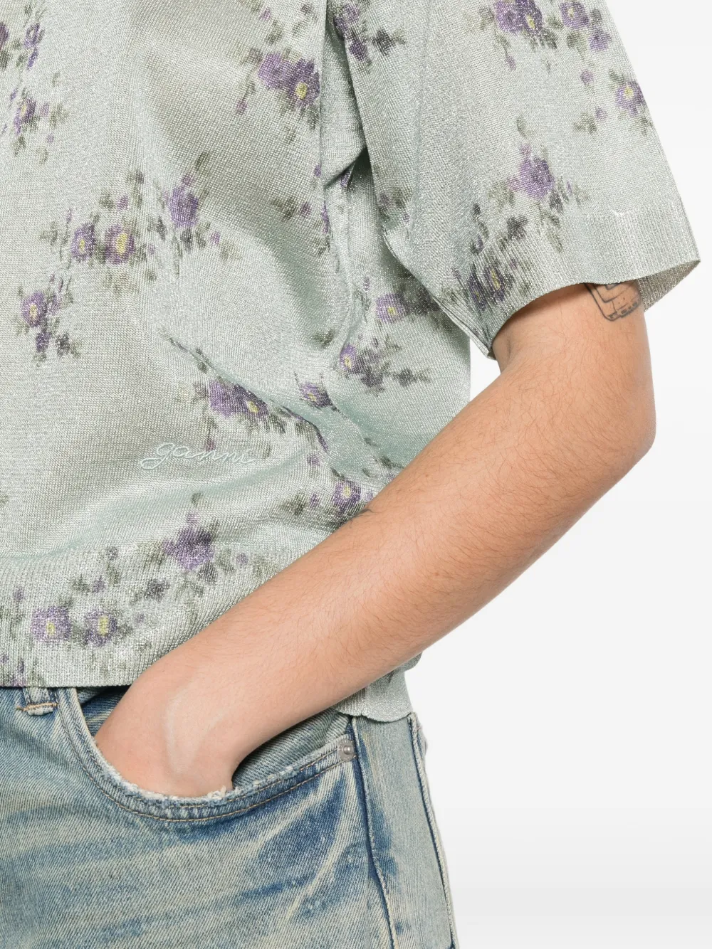 GANNI T-shirt met bloemenprint Groen