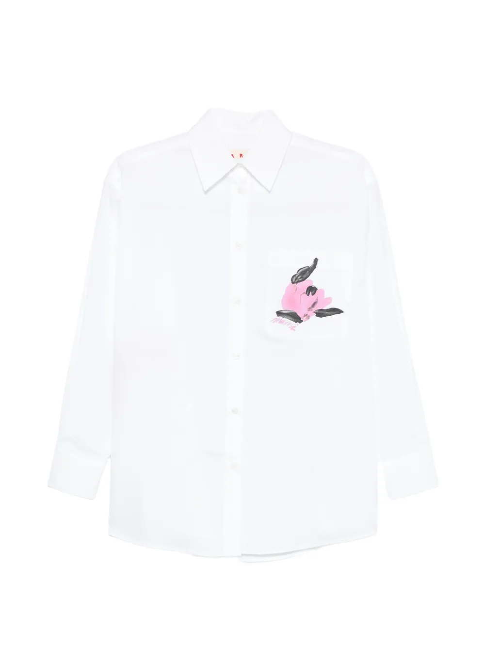 Marni floral-print pocket shirt - Bianco