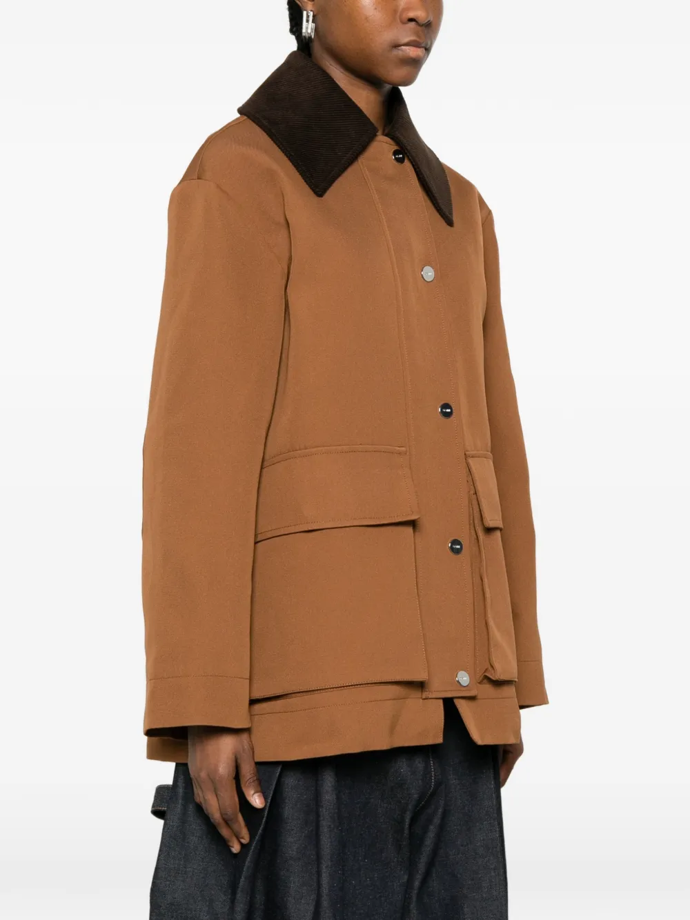 Corduroy-Collar Pocket Jacket