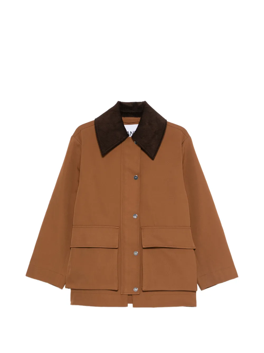 GANNI corduroy-collar pocket jacket - Marrone