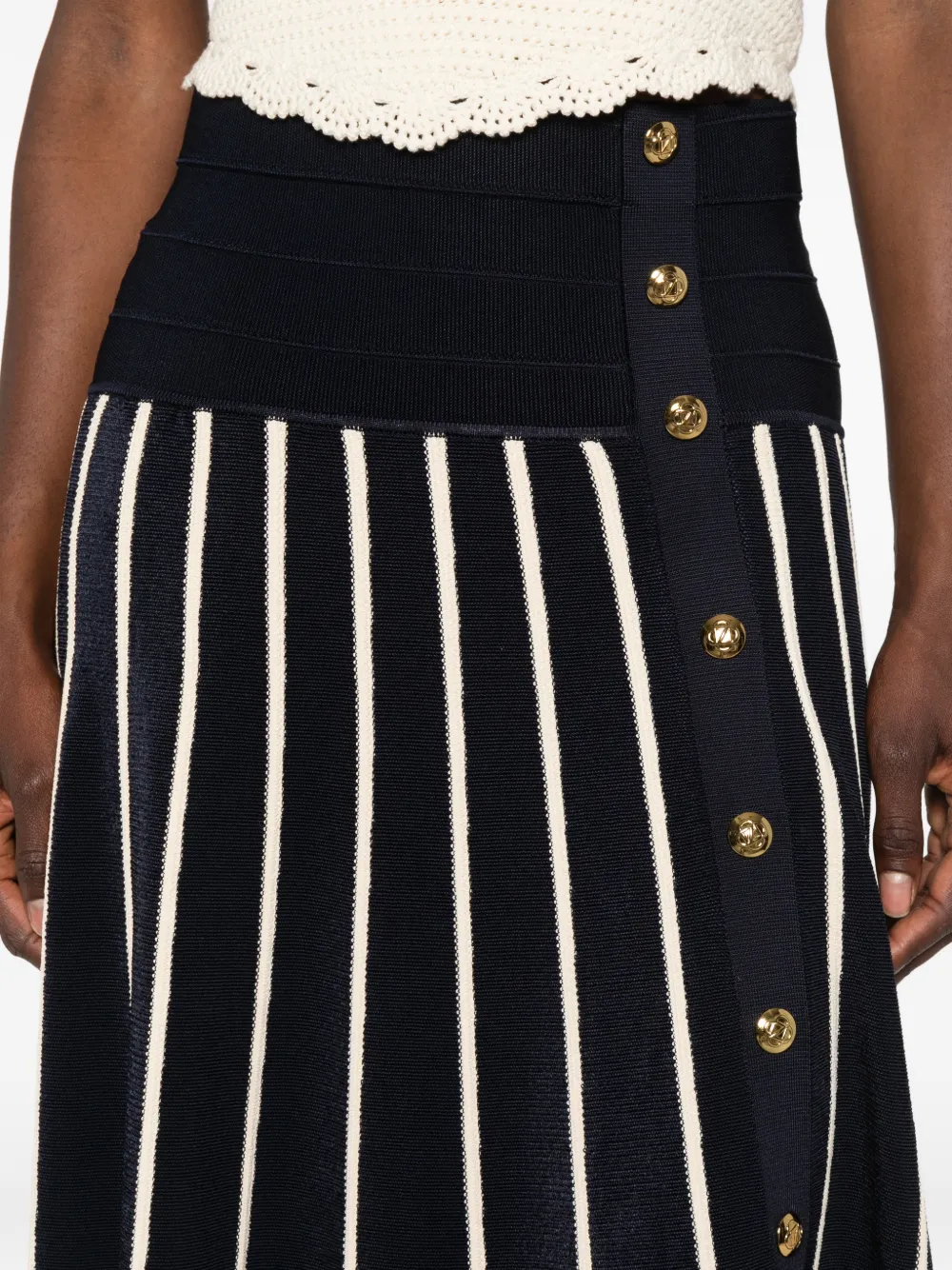 ZIMMERMANN Luna Striped Midi Skirt in Blue, view 5
